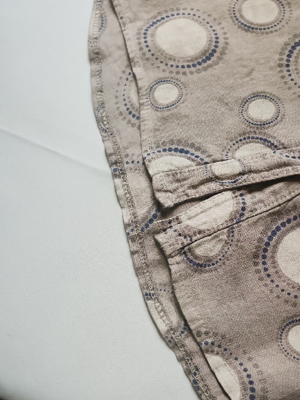 Cherish Polka Dot Blouse in Beige, Navy, & White 100% Linen - Picture 6 of 11